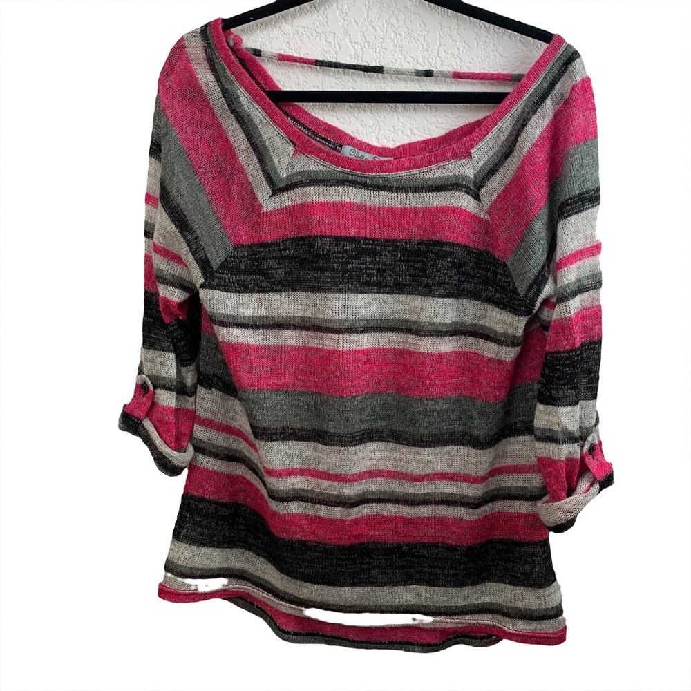 Olivia Sky Stripe Pink Black Gray Lightweight Swe… - image 1